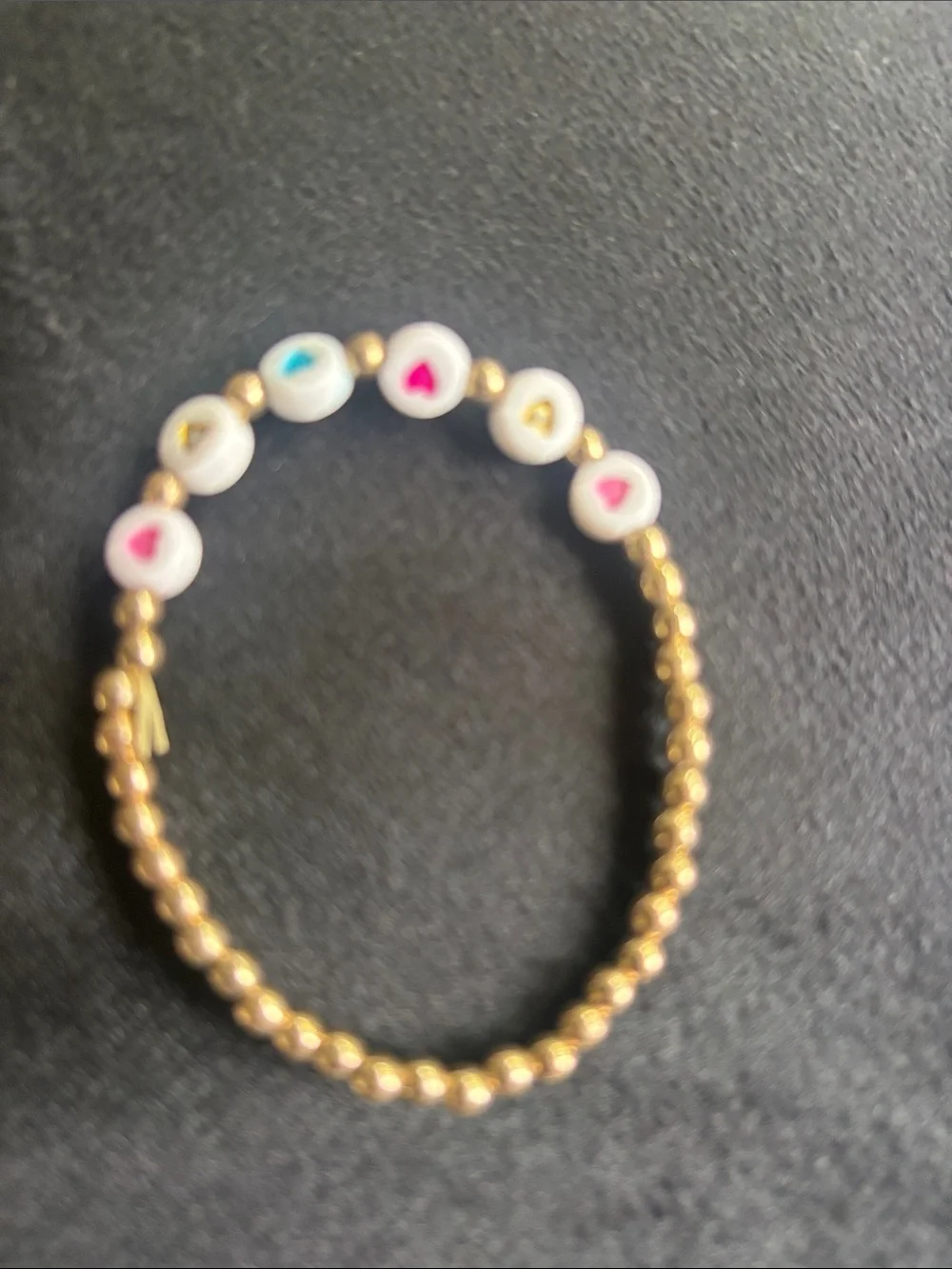 Kids Heart Bead Stretch Bracelet - Gold and Multicolor